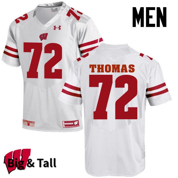 Wisconsin Badgers Men's #72 Joe Thomas NCAA Under Armour Authentic White Big & Tall College Stitched Football Jersey VZ40C58XT